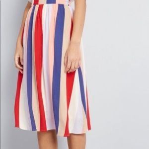 ModCloth Rainbow Stripe Match Made Midi Skirt